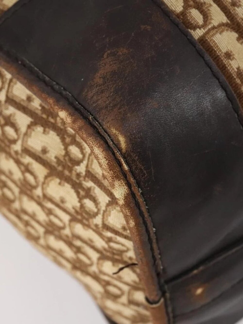 Christian Dior Trotter Canvas Boston Bag Beige Gold - Picture 13 of 16